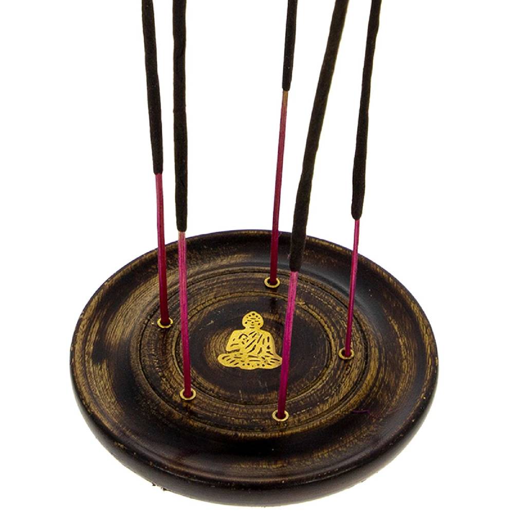 Kunst Und Magie Buddha Halter für Räucherstäbchen Kegel Räucherstäbchenhalter aus Holz Rund 10cm Fabrikverkauf