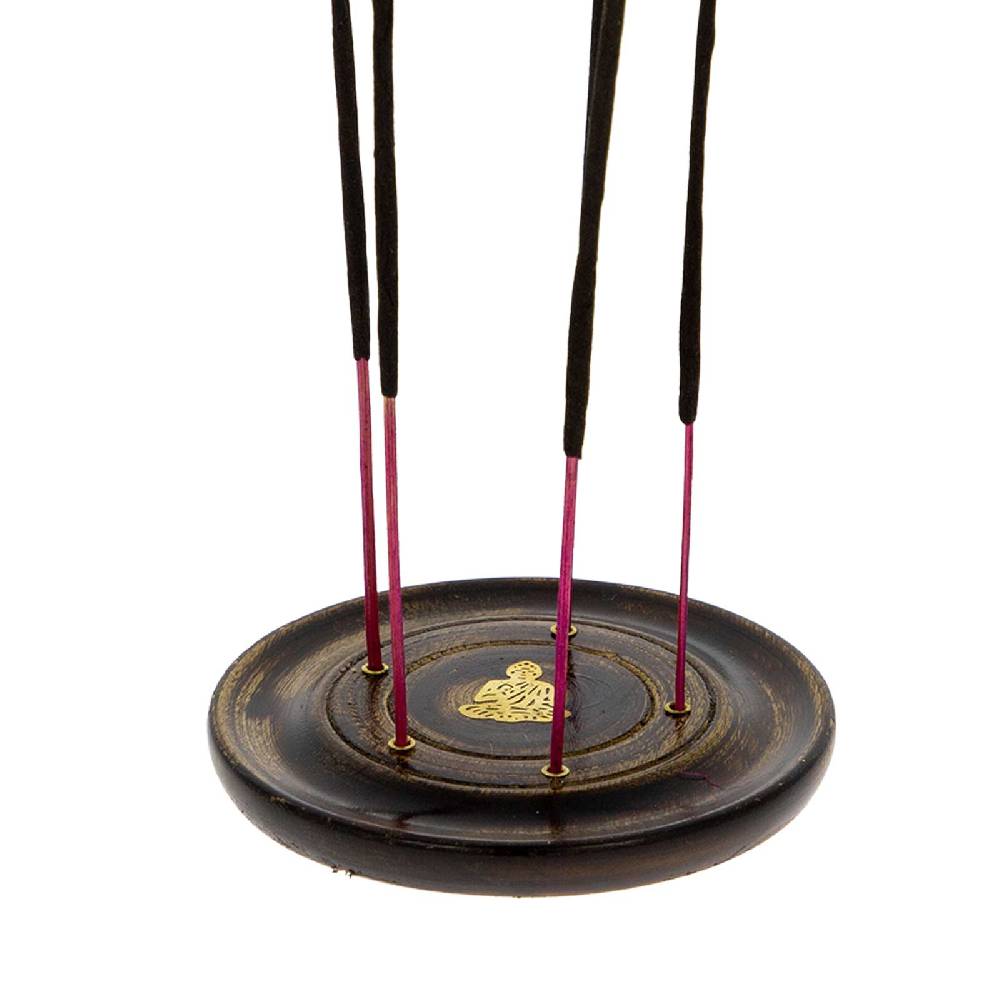 Kunst Und Magie Buddha Halter für Räucherstäbchen Kegel Räucherstäbchenhalter aus Holz Rund 10cm Fabrikverkauf