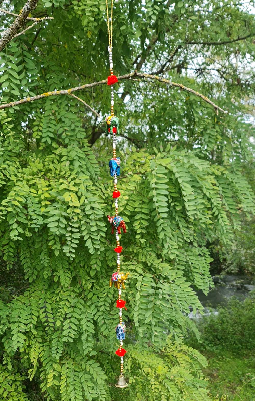 Kunst Und Magie Windspiel Indisches Elefanten Mobile mit Glocke Dekoration Girlande Rabatt