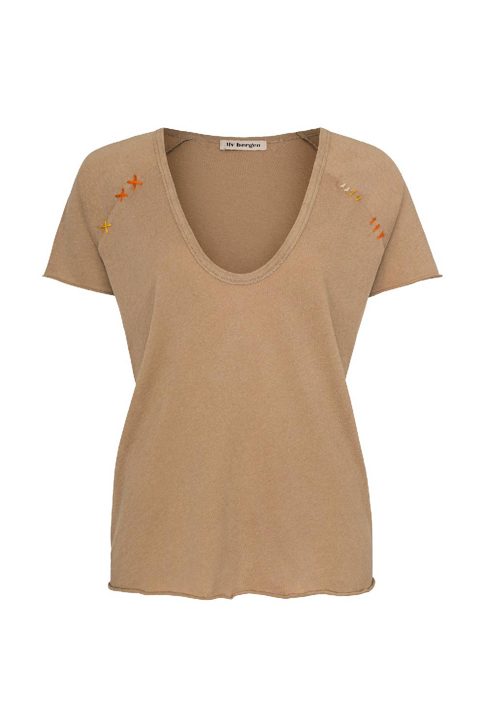 Liv Bergen T-Shirt handstitched in safari Versandkostenfrei