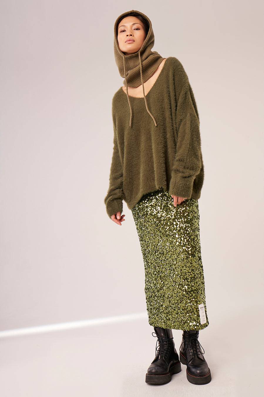 Liv Bergen Sweater HI knit in olive Neueste Stile