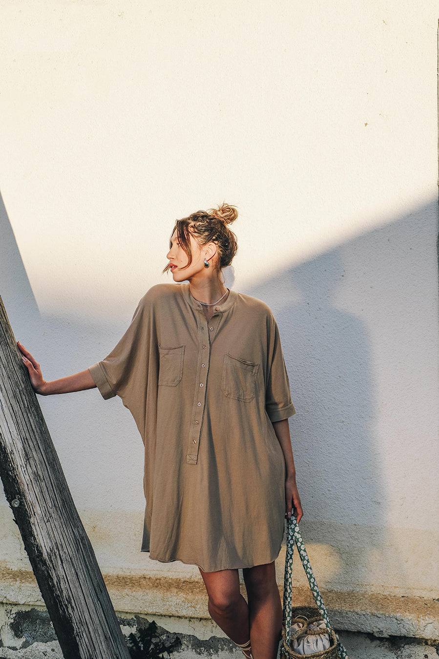 Liv Bergen Kleid oversized in safari Online Outlet