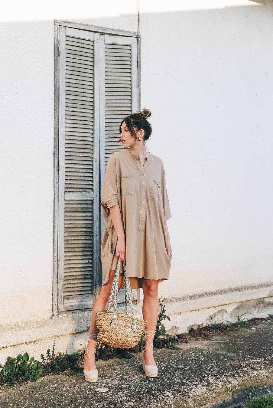 Liv Bergen Kleid oversized in safari Online Outlet