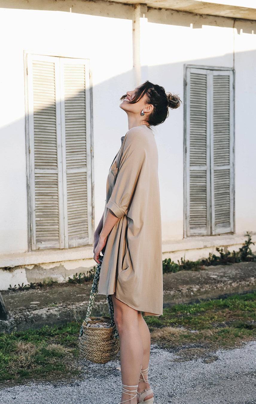 Liv Bergen Kleid oversized in safari Online Outlet