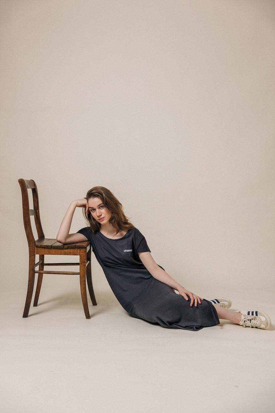 Liv Bergen Kleid Spray in charcoal Blitzangebot