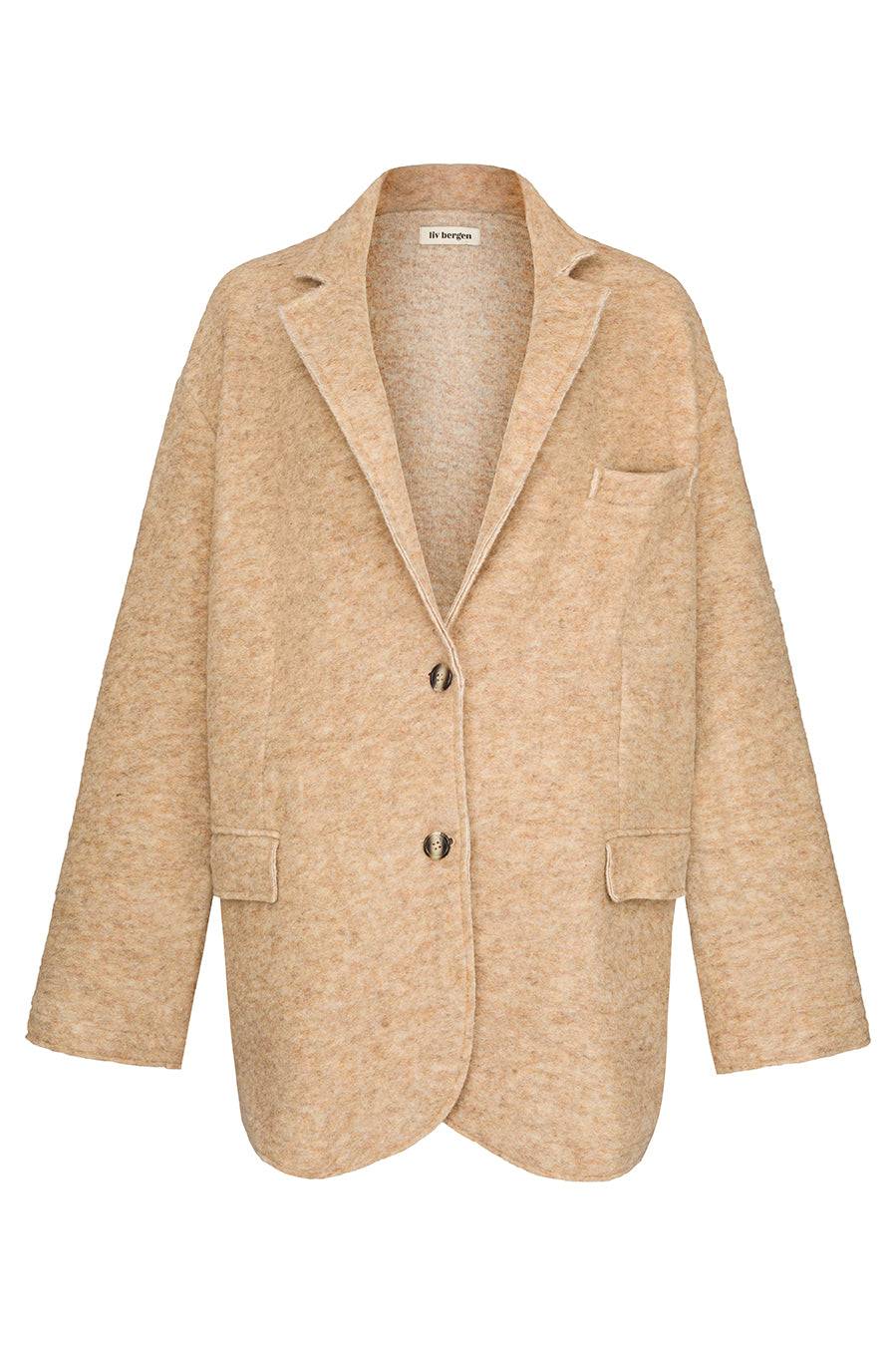 Liv Bergen Oversized Jacke "THAT DON'T IMPRESS ME MUCH" in sand Bis zu 65% Rabatt