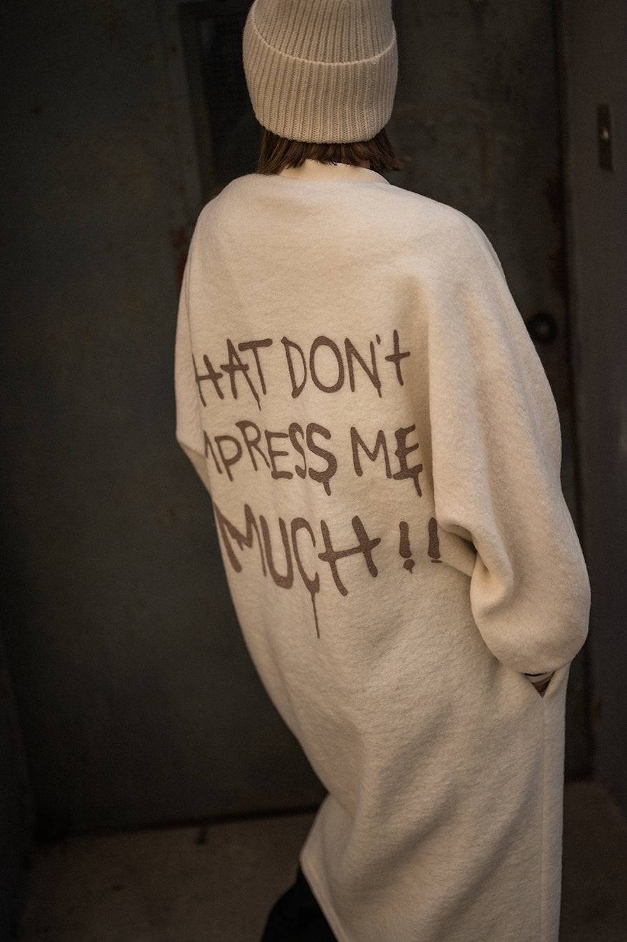 Liv Bergen Mantel "THAT DON'T IMPRESS ME MUCH" in creme Clearance-Verkauf