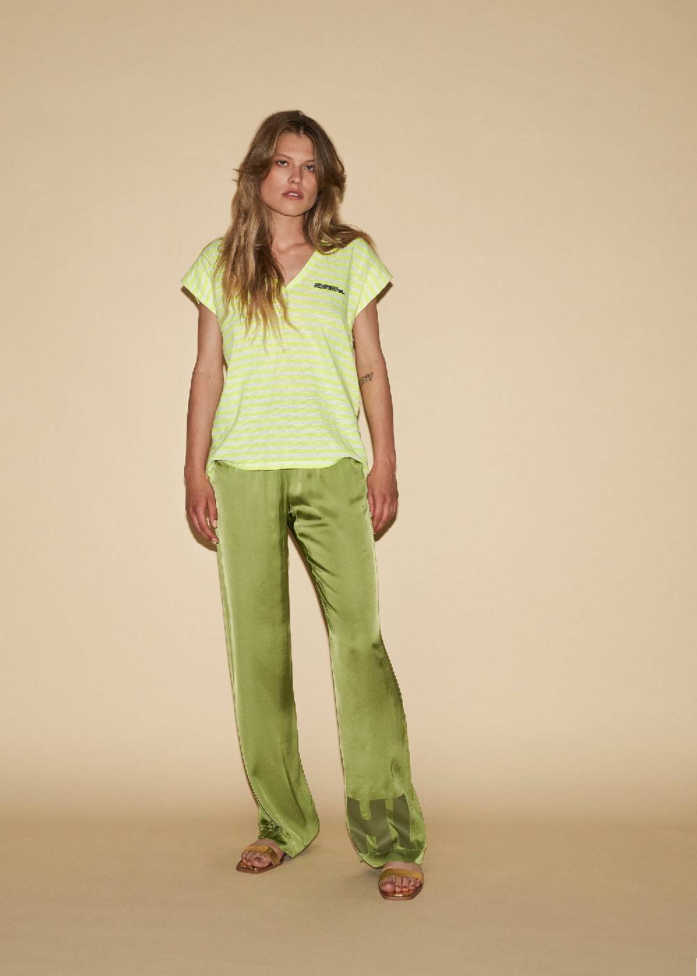 Liv Bergen T-Shirt Stripe in neon yellow Angebote