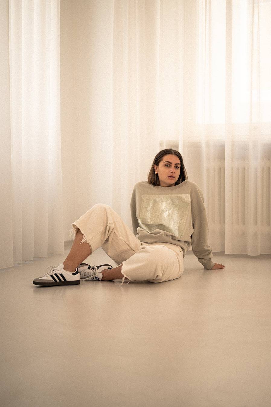 Liv Bergen Sweater square "100% Organic Cotton" in powder VIP-Rabatte