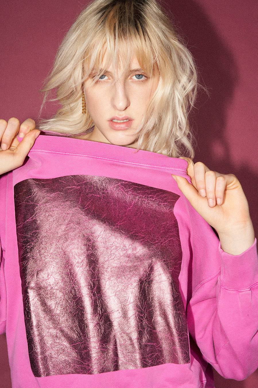 Liv Bergen Sweater square "100% Organic Cotton" in rose Tiefpreis