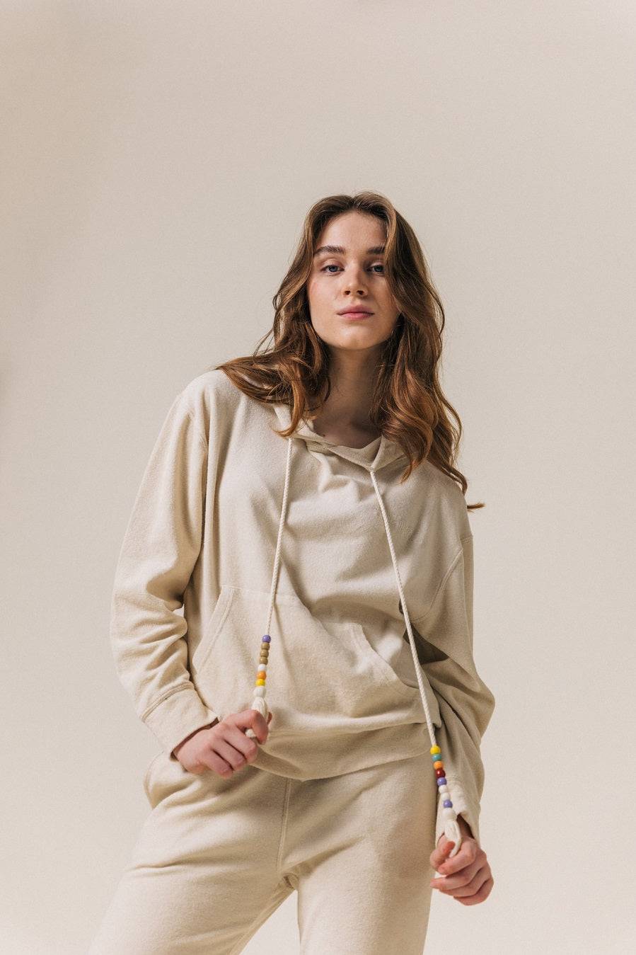 Liv Bergen Hoodie California in creme Fabrikverkauf