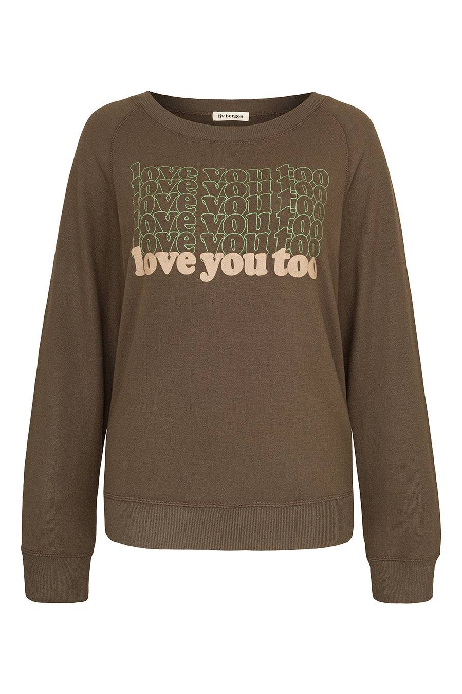 Liv Bergen Sweater LOVE in greg green Preisnachlass