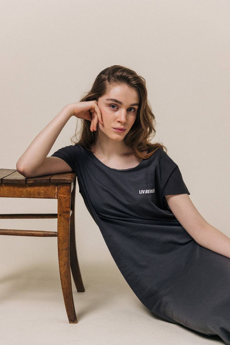 Liv Bergen Kleid Spray in charcoal Weihnachtsangebot