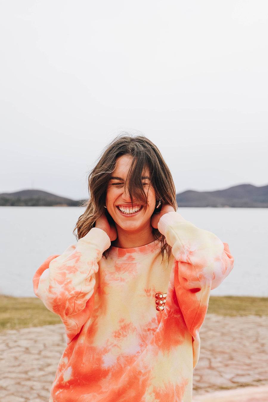 Liv Bergen Sweater Clouds in orange Saisonschlussverkauf