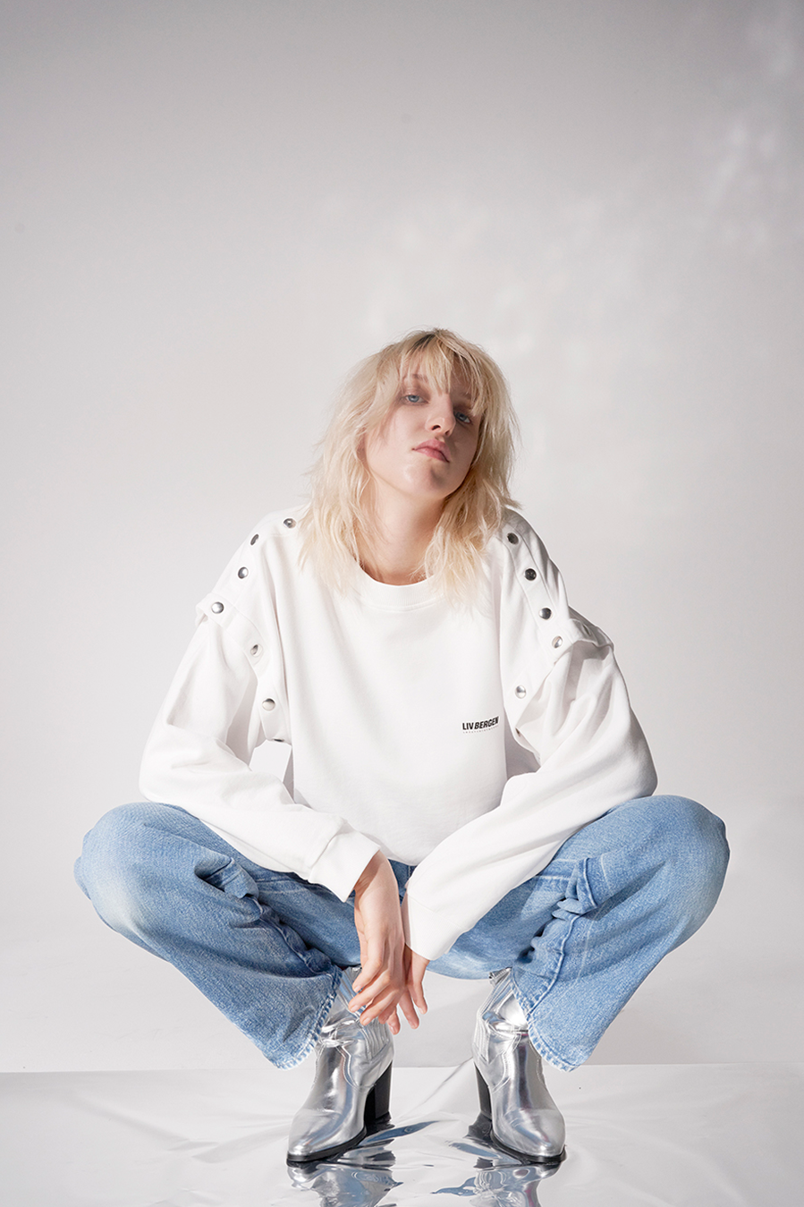 Liv Bergen Sweater Rivets in optic white Tägliche Deals