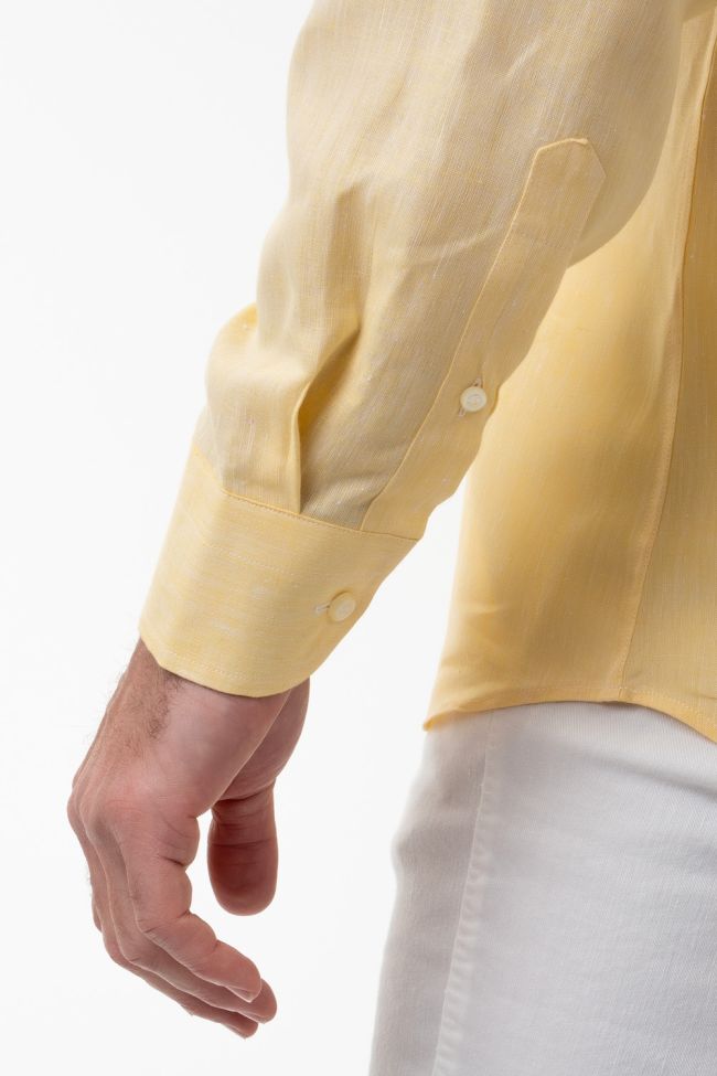 aplomb Hemd Herren Aplomb Classic Einfarbig 100% Leinen kragen Button-Down Lange Ärmel Speichern exportieren