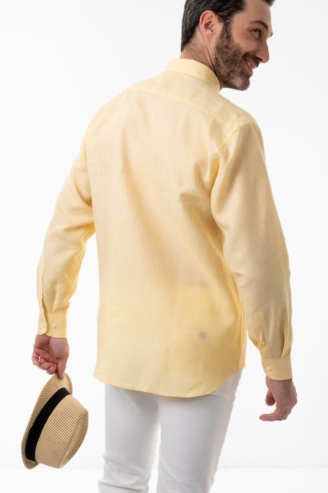 aplomb Hemd Herren Aplomb Classic Einfarbig 100% Leinen kragen Button-Down Lange Ärmel Speichern exportieren