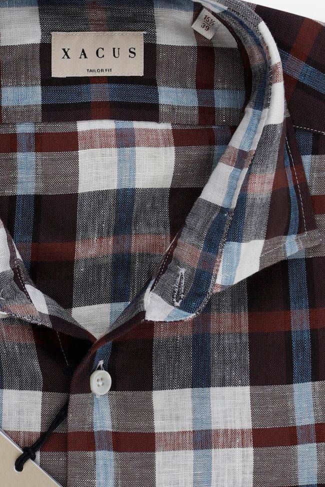 xacus Hemd Herren Xacus Regular Karo 53% linen 47% tencel kragen Französisch Lange Ärmel Fabrikpreis