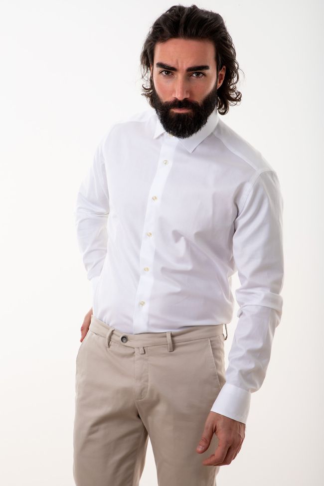 aplomb Hemd Herren Aplomb Slim Einfarbig 100% Baumwolle kragen Französisch Lange Ärmel Preisnachlass