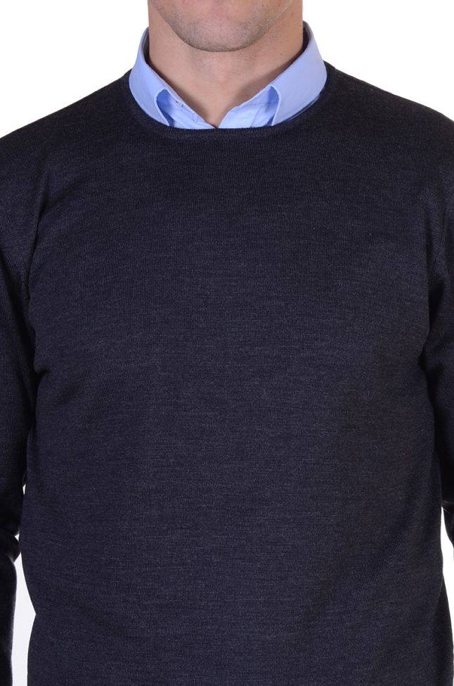 ragman Strickwaren Herren Ragman Rundhalsausschnitt Classic Einfarbig 100% Merinowolle Extrafine Heißer Verkauf