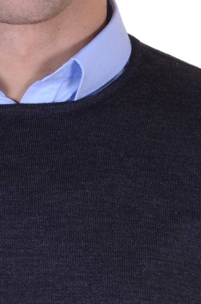 ragman Strickwaren Herren Ragman Rundhalsausschnitt Classic Einfarbig 100% Merinowolle Extrafine Heißer Verkauf