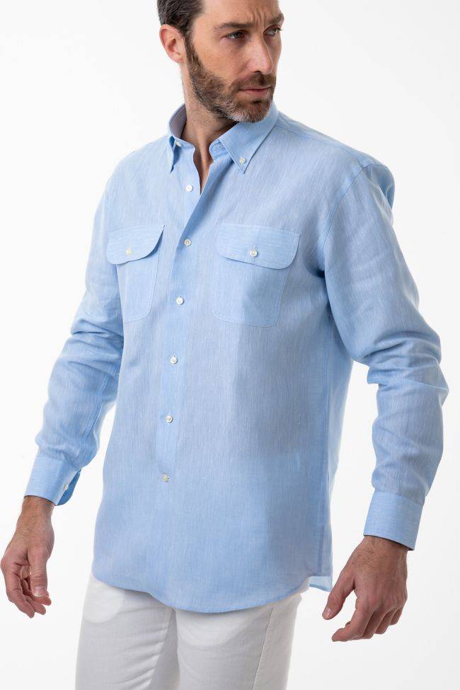 aplomb Hemd Herren Aplomb Classic Einfarbig 100% Leinen kragen Button-Down Lange Ärmel Bis zu 65% Rabatt