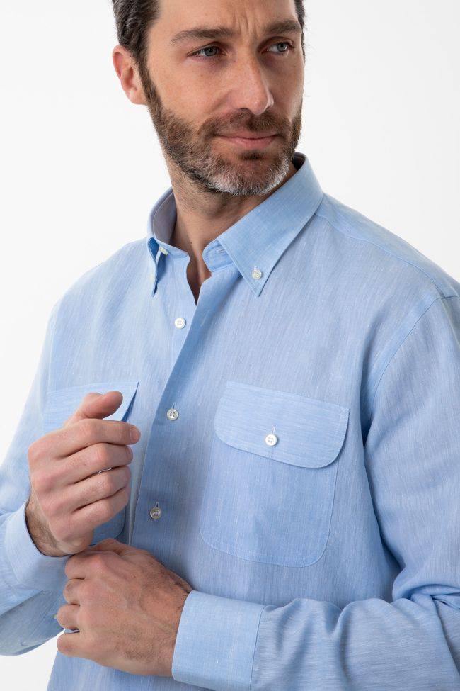 aplomb Hemd Herren Aplomb Classic Einfarbig 100% Leinen kragen Button-Down Lange Ärmel Bis zu 65% Rabatt