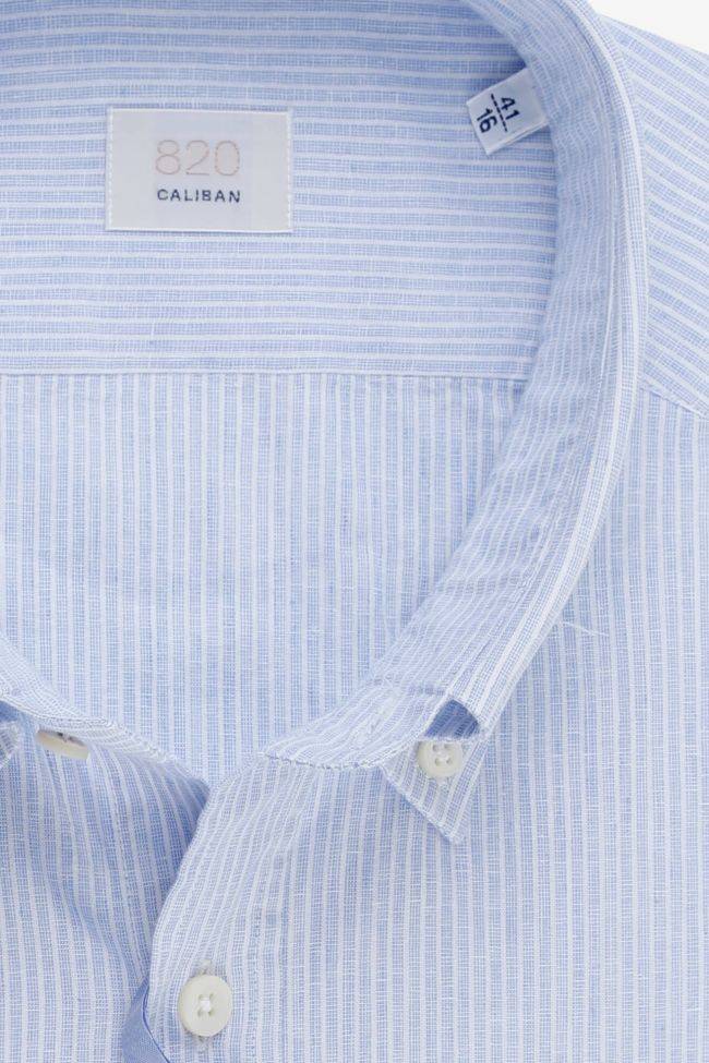 caliban Hemd Herren Caliban Regular Streifen 70% Baumwolle 30% Leinen kragen Button-Down Lange Ärmel Kostenloser Versand international