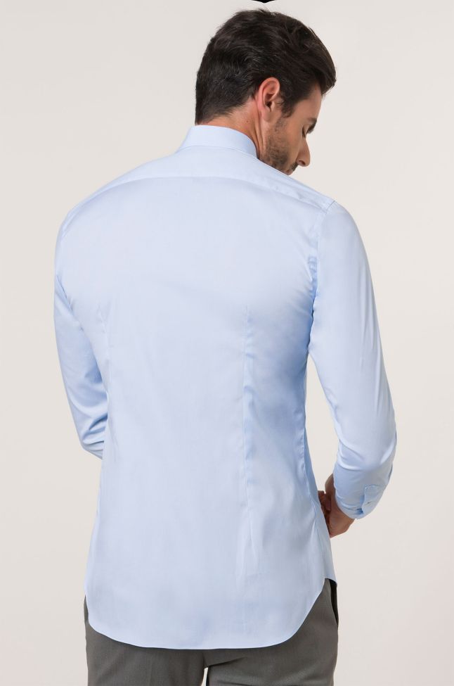 xacus Hemd Herren Xacus Slim Einfarbig 96% Baumwolle 4% elastan kragen Französisch Lange Ärmel Rabatt