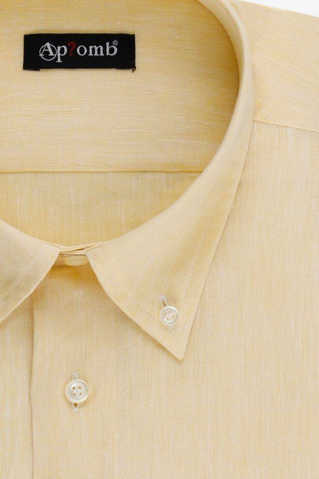 aplomb Hemd Herren Aplomb Classic Einfarbig 100% Leinen kragen Button-Down Kurze Ärmel Günstig kaufen