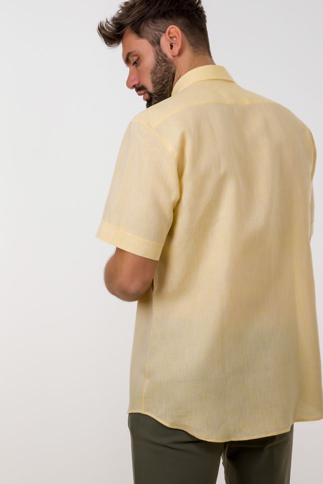 aplomb Hemd Herren Aplomb Classic Einfarbig 100% Leinen kragen Button-Down Kurze Ärmel Günstig kaufen