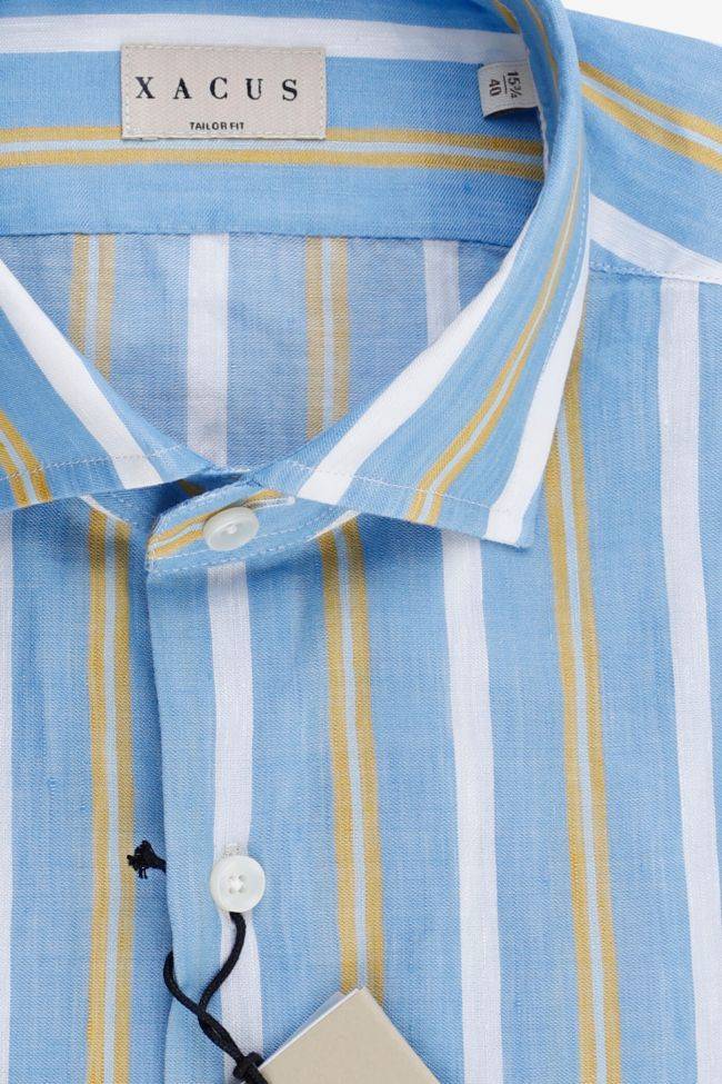 xacus Hemd Herren Xacus Regular Streifen 60% Leinen 40% Baumwolle kragen Französisch Lange Ärmel Preisnachlass