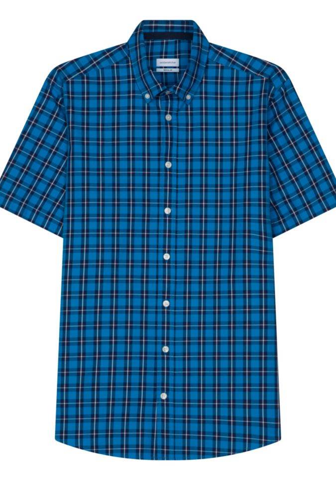 seidensticker Hemd Herren Seidensticker Regular Bügelfreie Karo kragen Button-Down Kurze Ärmel Meist gekauft