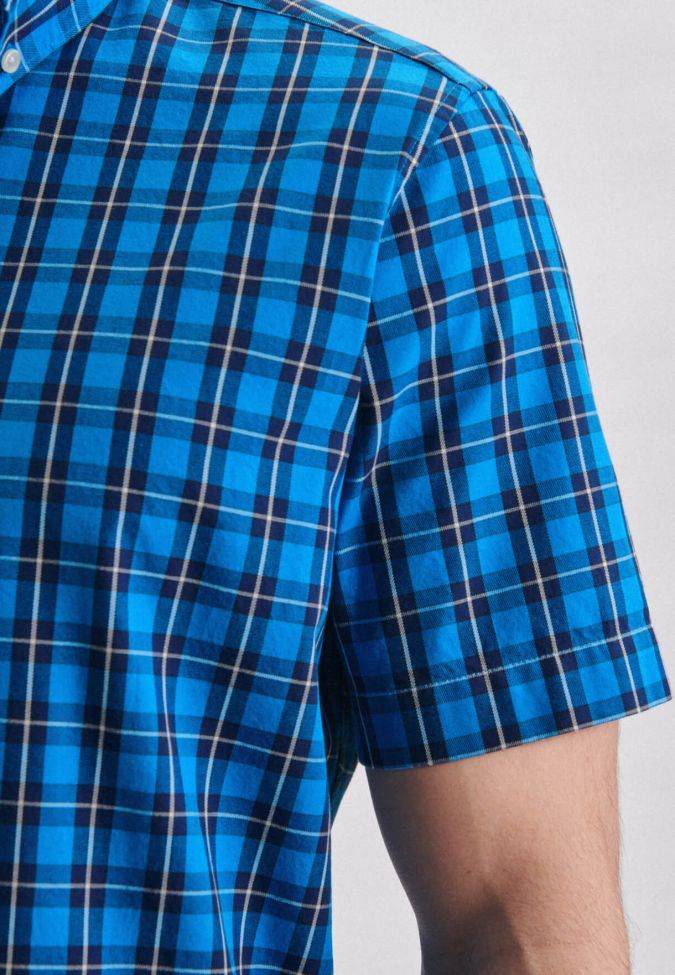 seidensticker Hemd Herren Seidensticker Regular Bügelfreie Karo kragen Button-Down Kurze Ärmel Meist gekauft