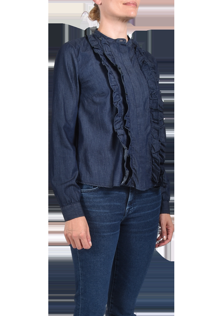 SOSUE Denim-Bluse mit Rüschen "Ruffle" von SoSUE Saisonschlussverkauf