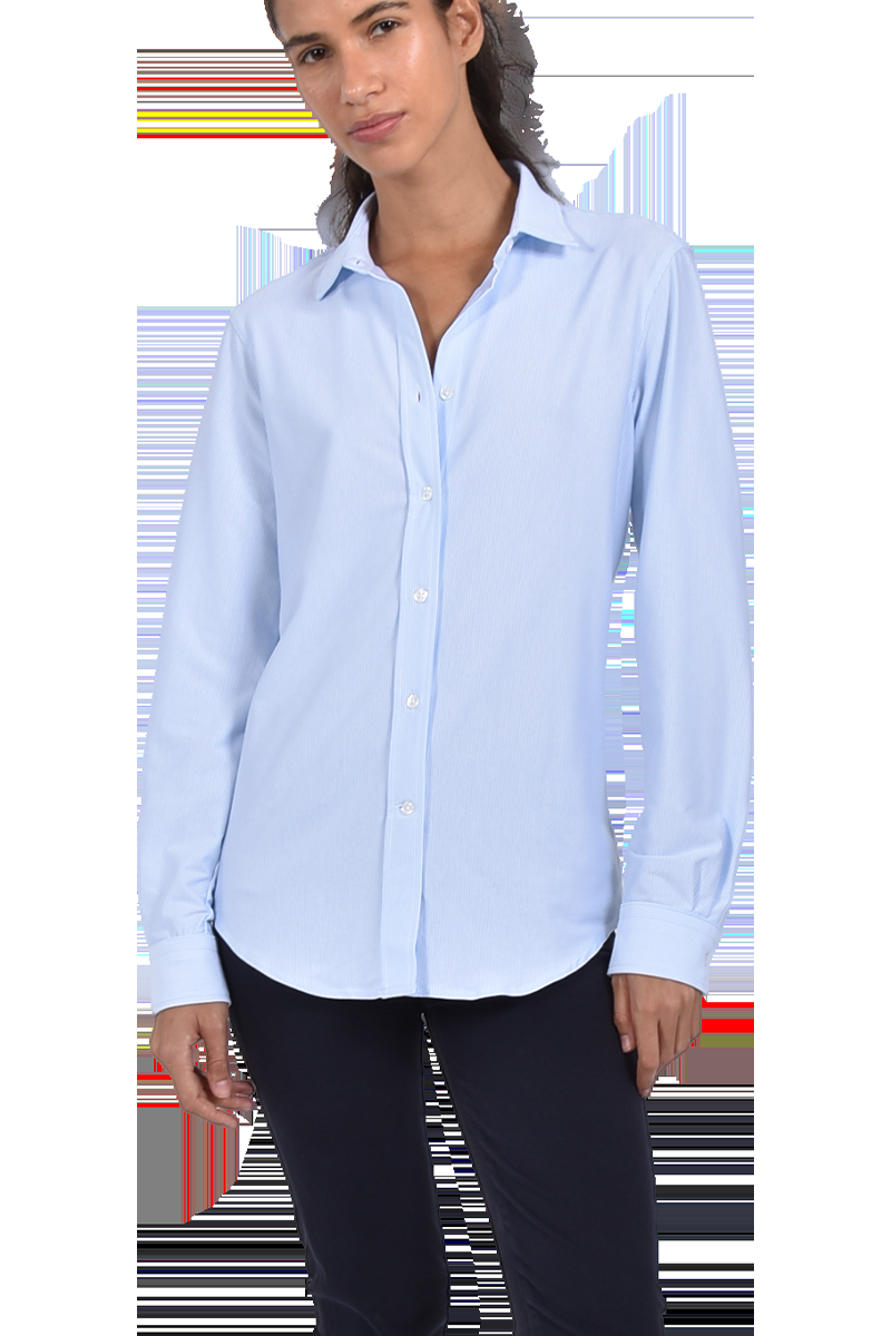 INSIEME Sportliche Jersey-Bluse mit schmalen Streifen und Knopfleiste Nur für heute