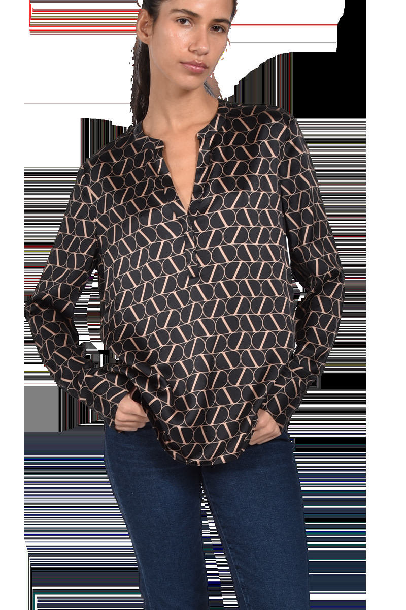 INSIEME Seidenbluse mit V-Ausschnitt und "I" Logo-Druck von INSIEME Kostenloser Versand international