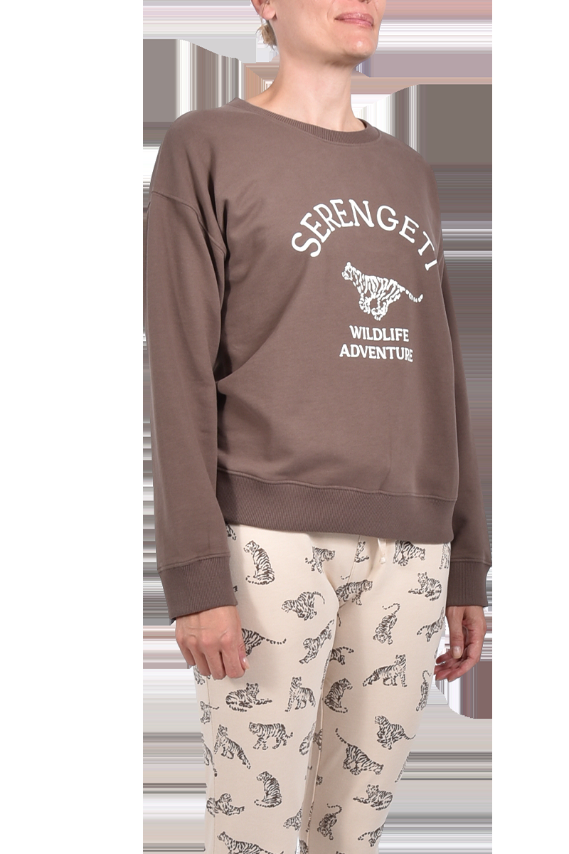 JUVIA Emmy Fleece Sweater mit Frontprint "Serengeti" von JUVIA Günstiger Verkauf