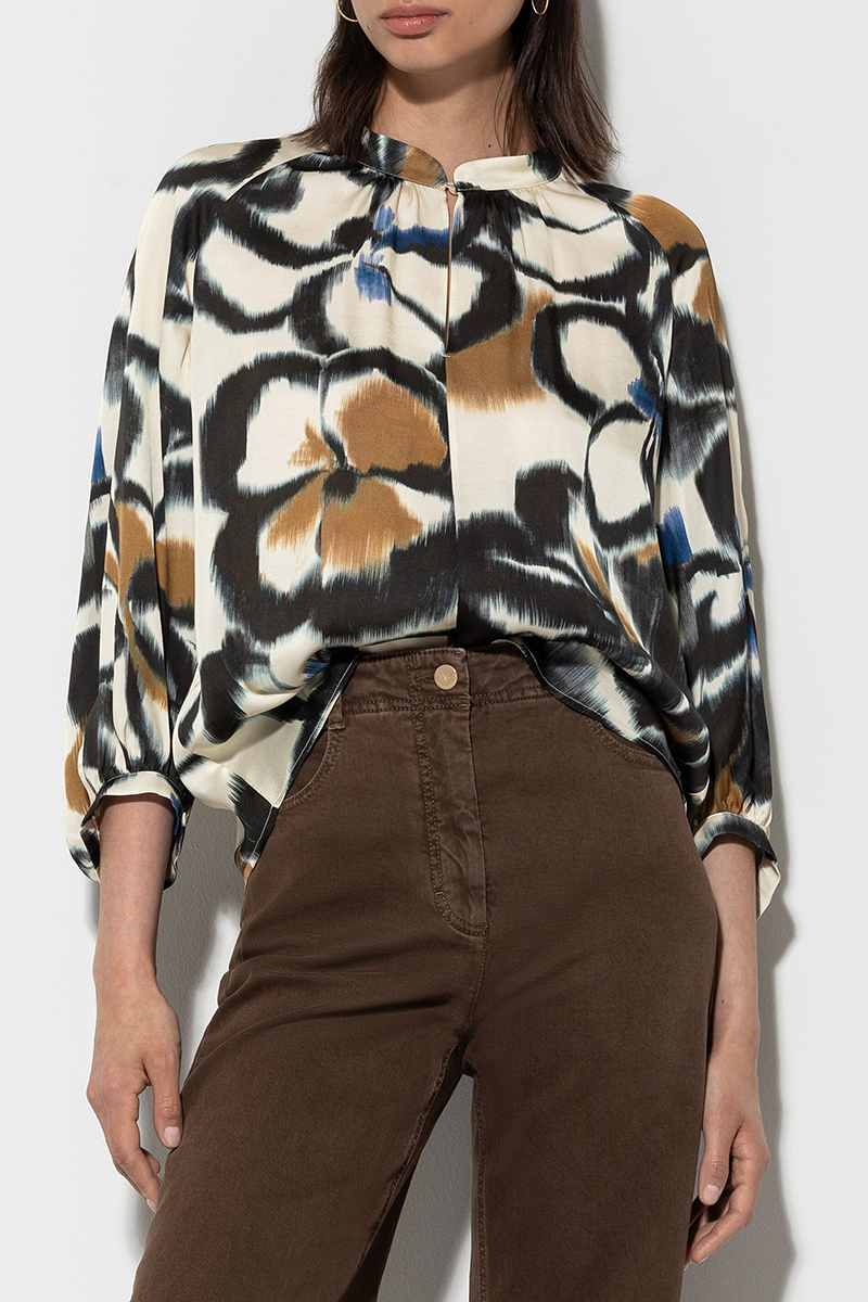 LUISA CERANO Satin-Bluse mit Flower-Print von LUISA CERANO Großer Ausverkauf