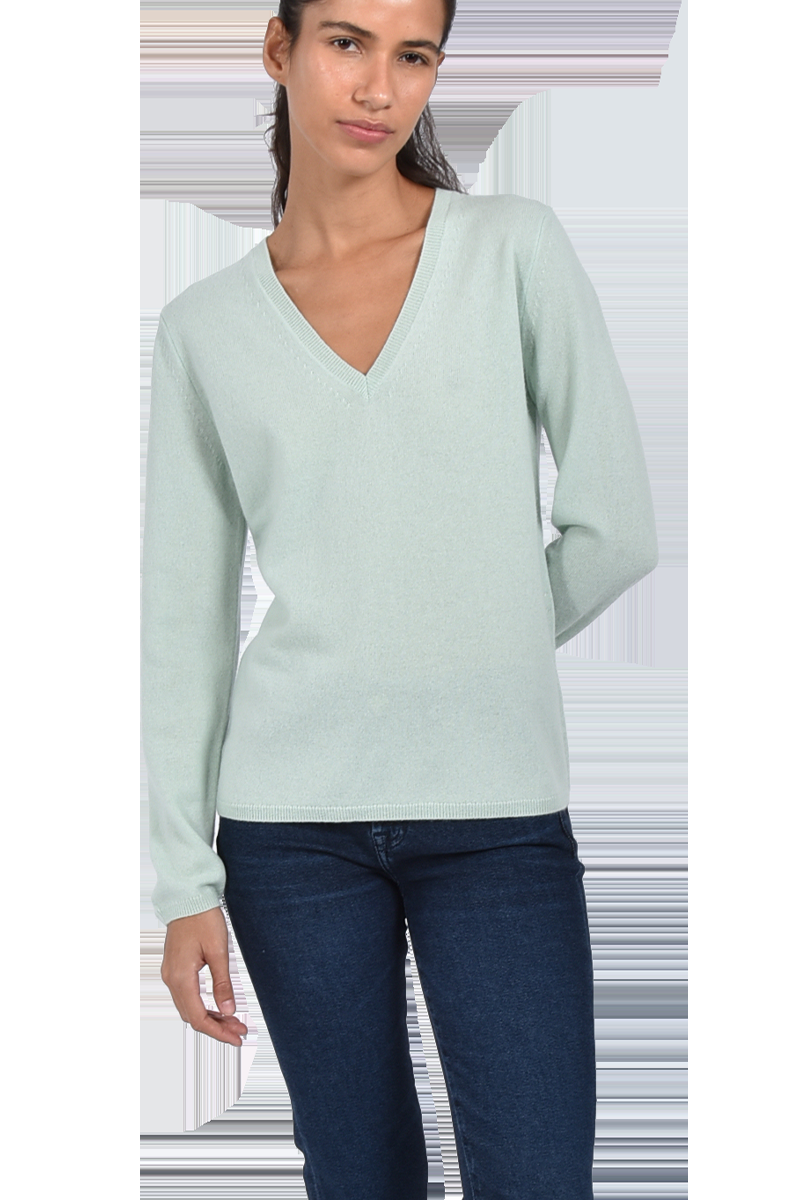 INSIEME Klassischer V-Ausschnitt-Pullover aus 100% Cashmere mit Maschendetail im Rücken von INSIEME Vierteljährliche Förderung