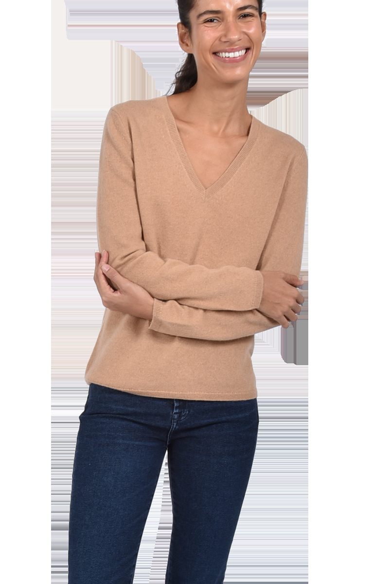INSIEME Klassischer V-Ausschnitt-Pullover aus 100% Cashmere mit Maschendetail im Rücken von INSIEME Bis zu 55% Rabatt