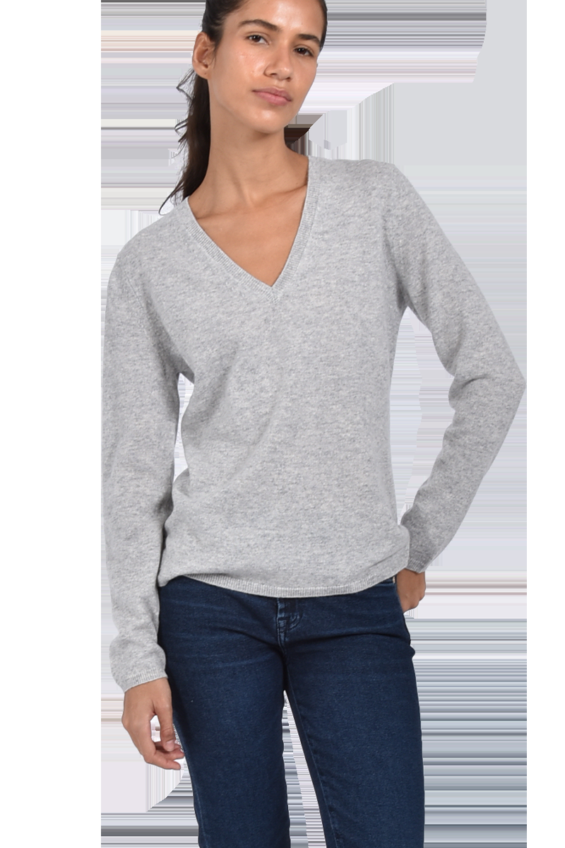 INSIEME Klassischer V-Ausschnitt-Pullover aus 100% Cashmere mit Maschendetail im Rücken von INSIEME Nur noch ein Tag übrig