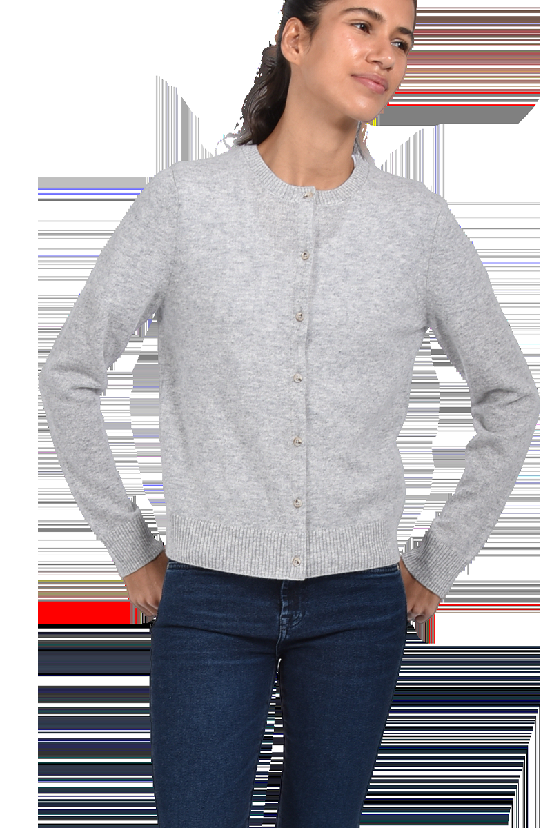 INSIEME Klassische Rundhalsjacke aus 100% Kaschmir mit breitem Bund und senkrechtem Maschendetail im Rücken von INSIEME Riesige Rabatte