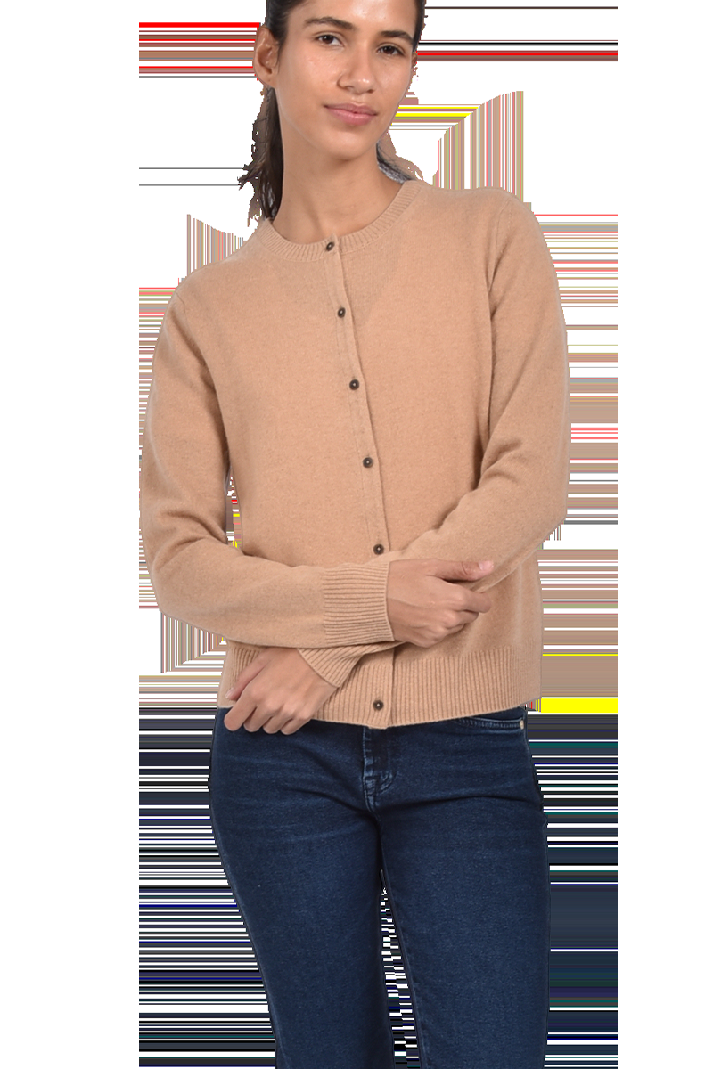 INSIEME Klassische Rundhalsjacke aus 100% Kaschmir mit breitem Bund und senkrechtem Maschendetail im Rücken von INSIEME 50% Rabatt mit kostenlosem Versand