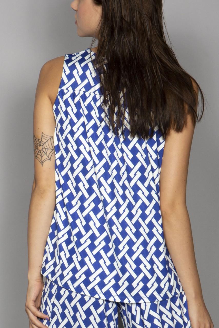 Marivie Superduper geometric lines blue Oberteil Vatertagsangebot