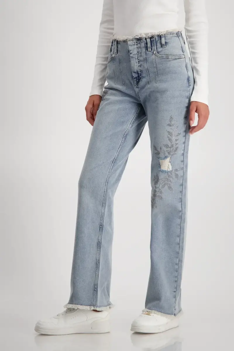 Monari Wide Leg Jeans mit Schmuck im Angebot