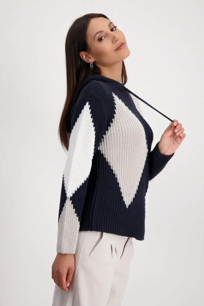 Monari Kapuzenpullover mit Rauten Lagerräumung