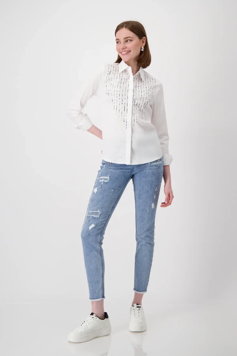 Monari Hemdbluse mit Strasssteine Top Angebot