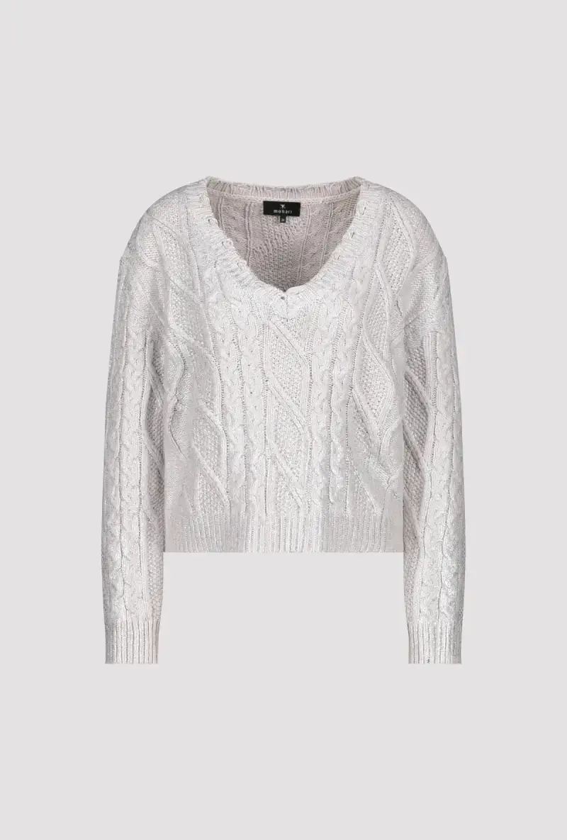 Monari Glänzender Pullover mit Zopfmuster Nur für heute