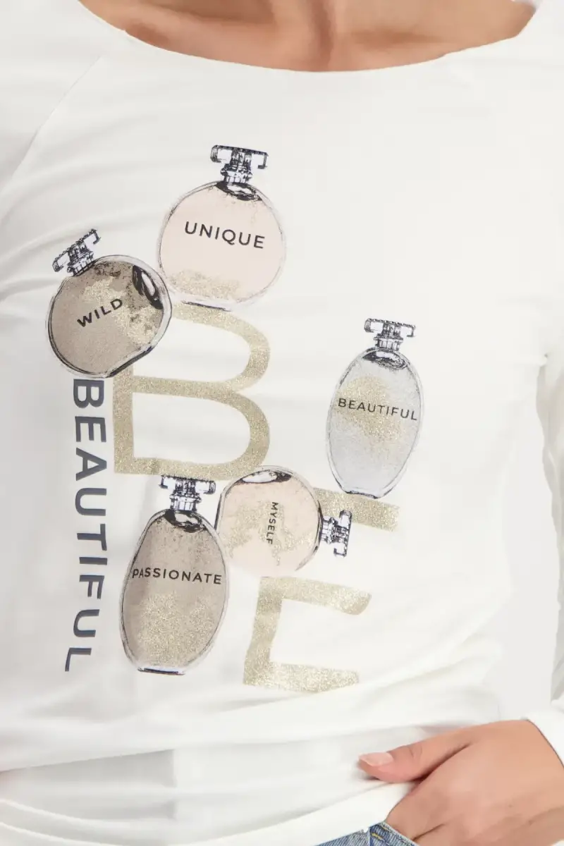 Monari Shirt mit Parfüm Flakons Print Kostenloser Versand